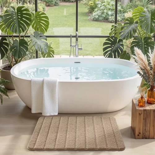Miniatura 5 de DEXI Tapetes de baño de microfibra absorbente de 17 x 30 pulgadas, secado rápido, lavables con respaldo antideslizante para suelo de ducha