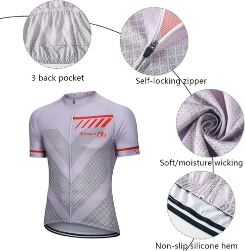 Miniatura 5 de Wisdom Leaves Camiseta de ciclismo para hombre, manga corta, con 3 bolsillos traseros, absorbe la humedad y es transpirable
