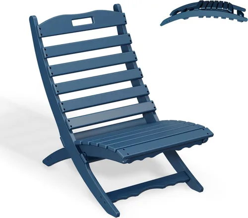 Miniatura 25 de GREENVINES Silla plegable Xavier Wave Sillas Adirondack portátiles Plástico HDPE Silla para fogata para todo tipo de clima Negro
