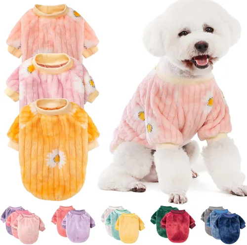 Miniatura 31 de FabriCastle Suéter pequeño para perro, paquete de 3 ropa para perros y gatos, chaquetas suaves y cálidas para perros pequeños, niños y niñas
