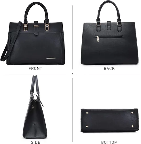 Miniatura 3 de Bolso de mano para mujer con solapa, bolso de hombro con correa, bolso de mano con asa superior, bolso tote, bolso satchel, monedero, bolso de Negro