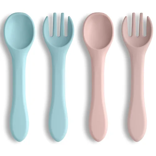 Miniatura 10 de Vicloon Cucharas de silicona para bebés – 4 piezas de primera etapa para bebés, ultra duraderas y a prueba de masticación, utensilios para bebés
