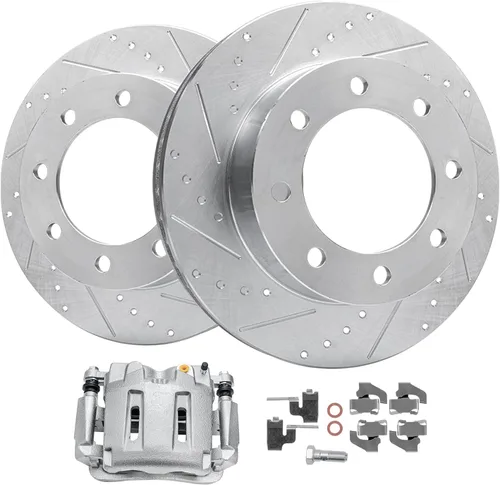 Miniatura 14 de Detroit Axle - Rotores de freno traseros perforados y ranurados + Reemplazo de calibrador de freno de disco trasero derecho para Acura TL Honda