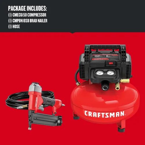 Miniatura 3 de CRAFTSMAN Kit combinado de clavadora Brad y compresor de aire con manguera (CMEC1KIT18)