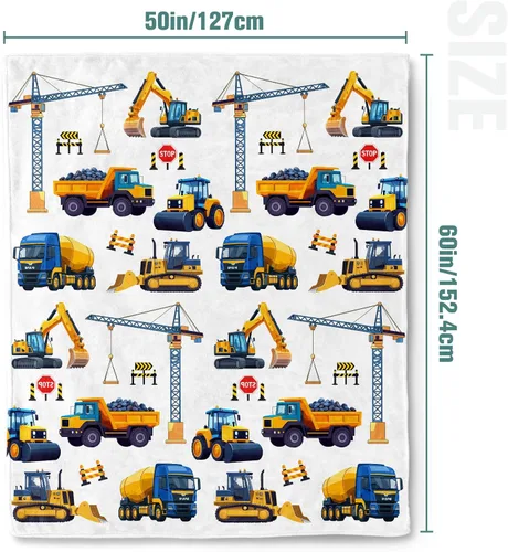 Miniatura 3 de Manta de camión de construcción para niños, manta de camión de forro polar para niños, manta de franela suave para tractor y excavadora, para cama