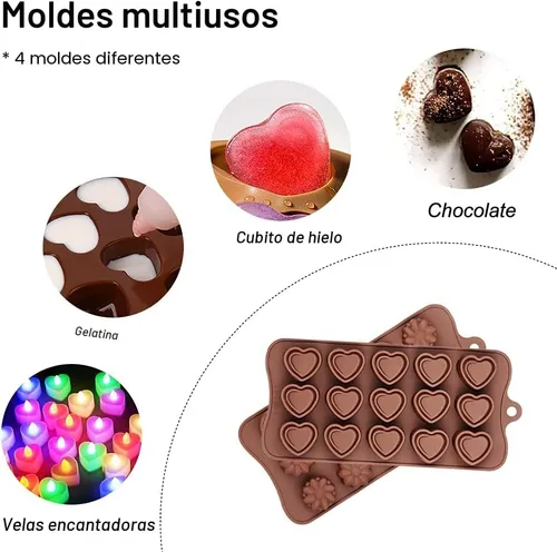 Miniatura 4 de La chat 4 paquetes de moldes de silicona para chocolate, molde antiadherente de grado alimenticio para hornear, dulces y mantequilla con diferentes