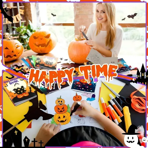 Miniatura 3 de Jutom 56 libros para colorear de Halloween a granel para adultos, bolsas de regalos de Halloween, regalos para actividades divertidas, suministros