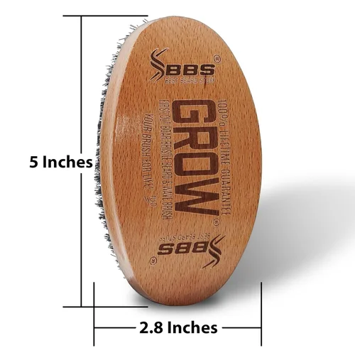 Miniatura 2 de GROW - Cepillo para barba y cepillo de ondas 360 para hombres, cerdas de jabalí naturales para cabello más completo y grueso, barba y bigote