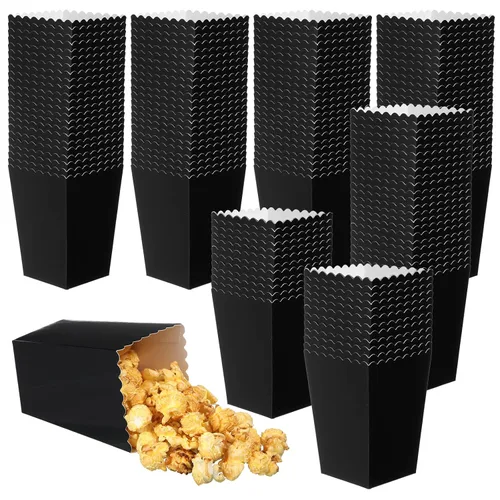 Meanplan Cajas de palomitas de maíz, mini contenedor de cartón para palomitas de maíz, contenedor de cartón para aperitivos, bolsas desechables para