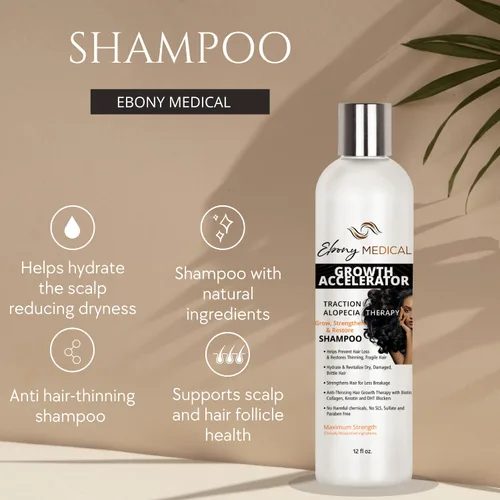 Miniatura 2 de Ebony Medical Hair Support Shampoo - Solución para adelgazar el cabello y cabello parásito - Fortalece las hebras, la salud y el volumen del cuero