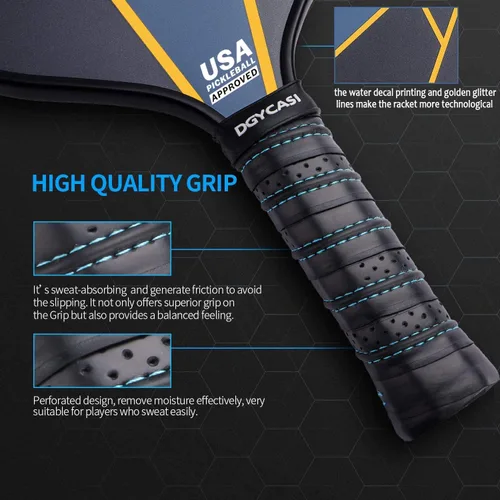 Miniatura 4 de YC DGYCASI Pickleball Paddles Set of 2, USAPA Approved Carbon Fiber Pickleball Set, Lightweight Pickle Ball Rackets 2 Pack, 2 Outdoor Pickleball, 2