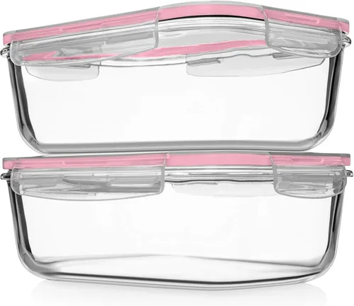 Miniatura 13 de Razab 4 PC 1860ml / 63 Oz / 8 Cups Large Glass Food Storage Containers with Lids - Glass Meal Prep Containers for Roasting & Storing Leftover, Lunch