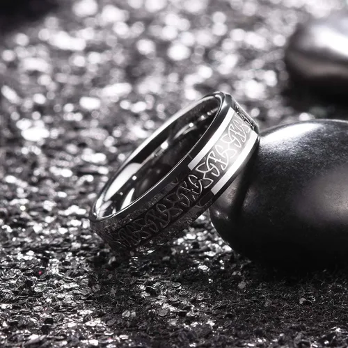 Miniatura 2 de Anillo King Will clásico, de carburo de tungsteno, 2.36 y 3.15 pulgadas, alianza de boda con incrustaciones, nudo celta, anillo de compromiso cómodo
