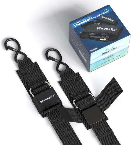 WavesRx Correas de popa de remolque de barco y moto acuática de alta calidad - Correas marinas - Ajustable a través de hebilla de liberación rápida