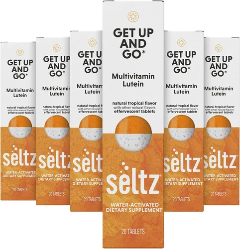 Miniatura 9 de Seltz Tabletas multivitamínicas para bebidas con luteína, antioxidante diario efervescente y apoyo para la salud ocular, levántate y listo, sabor