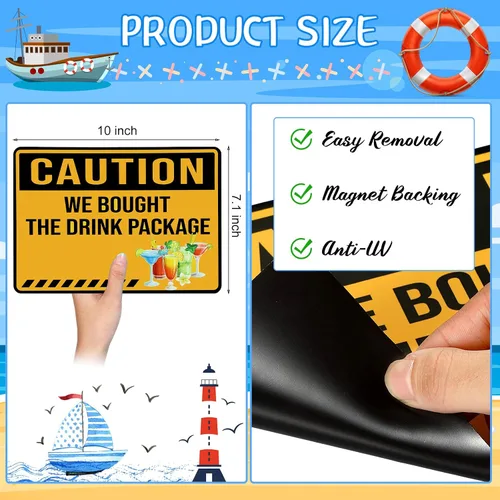 Miniatura 4 de LEIFIDE 2 piezas de imanes de puerta de crucero, decoraciones grandes de precaución, divertidas calcomanías de cabina para carnaval, puerta