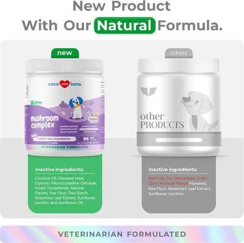 Miniatura 5 de Hongo de cola de pavo para perros masticables suaves - Bultos, protuberancias e inmunidad Mezcla de hongos con selenio, vitaminas, cardo mariano