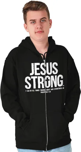 Miniatura 4 de Jesús Strong Philippians 413 Biblia Zip Up Sudadera con capucha para hombre para mujer
