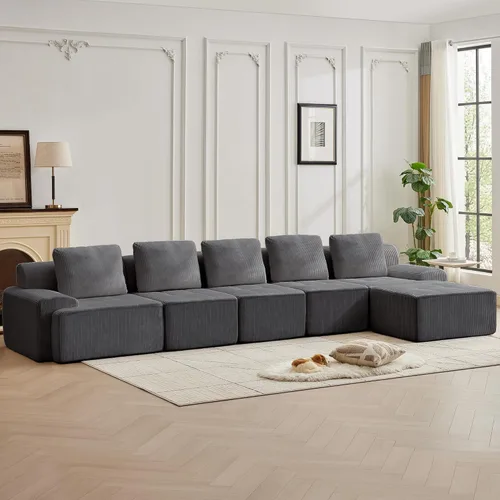 Miniatura 59 de Modular Sectional Sofa with Movable Ottoman, 1 Seat Deep Seat Couch with 1 Pillow, Comfy Cloud Sectional Sofa for Living Room, Bedroom and Apartment