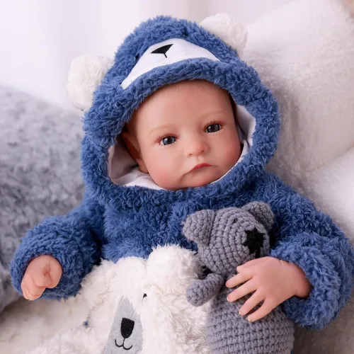 Miniatura 7 de BABESIDE Muñecas Reborn de bebé realistas niño - Aiden 17 pulgadas muñeca de bebé realista hecha a mano de silicona cuerpo completo vinilo muñeca