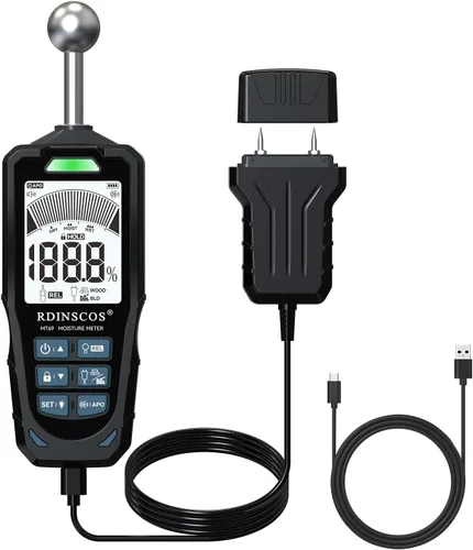 Miniatura 8 de Medidores de humedad sin pines, probador digital de humedad de madera no invasivo, detector de fugas de agua para pared, madera, edificio, leña