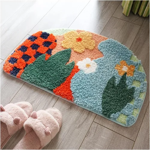 Tapete de baño medio redondo, absorbente, tapete de baño, ducha, súper suave, tapete de entrada de dormitorio, alfombra de puerta de cocina, tapete