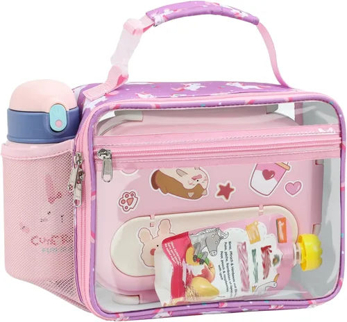 Miniatura 23 de Lonchera Térmica para Niños - Lonchera Reutilizable para Niños con Soporte para Botella de Agua, Bolsa de Almuerzo para Niños Pequeños para Un