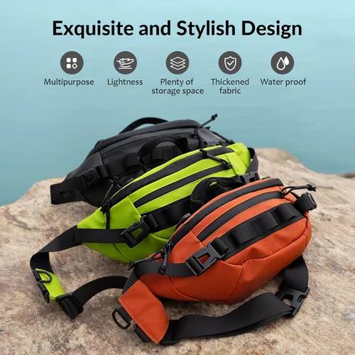 Miniatura 7 de THKFISH Riñonera de pesca, bolsa de aparejos de pesca, riñonera impermeable para mujeres y hombres, bolsa portátil Negro-Regular