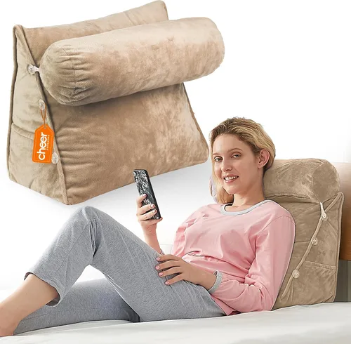 Miniatura 16 de Cheer Collection Almohada de cuña de lectura, almohada de TV con almohada ajustable, soporte de espalda de espuma viscoelástica para sofá y cama