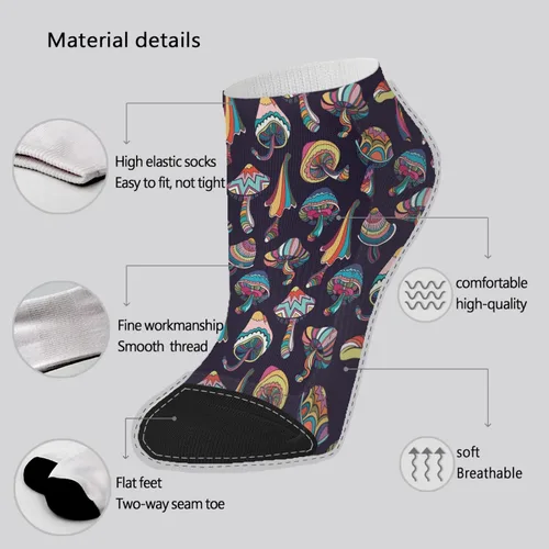 Miniatura 6 de devor No Show Socks Womens Dress for Women's Socks Cotton Ankle Sock Cute Cute Mushrooms Funny Mushrooms Magic Mushrooms Plant Forest Mid Crew Socks