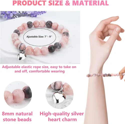 Miniatura 3 de Pulsera de piedra natural para mujeres y niñas, regalo para amiga, hermana, hija, nieta, ahijada, sobrina, novia, alma gemela, inspirador