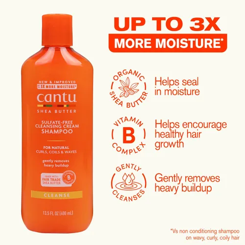 Miniatura 3 de Cantu Champú en crema limpiadora sin sulfato con manteca de karité para cabello natural, 13.5 oz