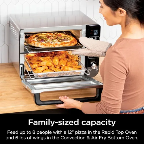 Miniatura 7 de Ninja Horno doble DCT400 10 en 1 con FlexDoor, FlavorSeal y acabado inteligente, convección superior rápida y parte inferior de freír al aire