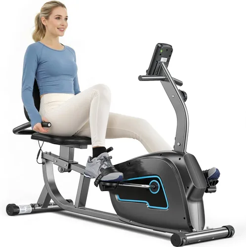 BODIOO Bicicleta estática, bicicleta estática reclinada para personas mayores, bicicleta estacionaria para entrenamiento en casa, resistencia