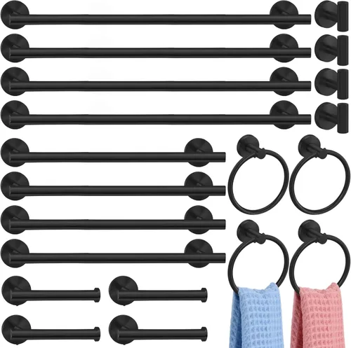 Miniatura 12 de Gisafai Juego de 15 accesorios de baño de níquel cepillado, toalleros plateados para baño, acero inoxidable SUS304 de 23.6 pulgadas, soporte