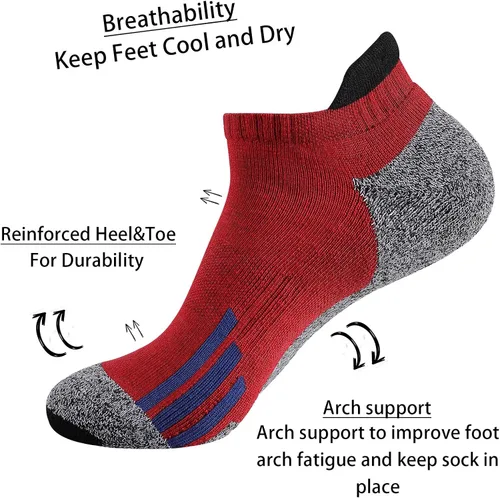 Miniatura 3 de JOYNÉE Mens Ankle Low Cut Athletic Tab Socks for Men Sport Comfort Cushion Sock 6 Pack