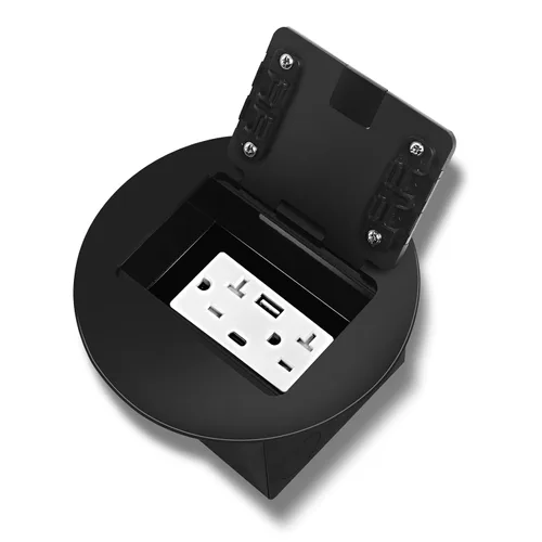 Miniatura 14 de Kit de Enchufe Circular Empotrado en Piso con 2* 20 Amperios de Acero Inoxidable GFCI, Receptáculo a Prueba de Manipulaciones, Hardware Resistente a