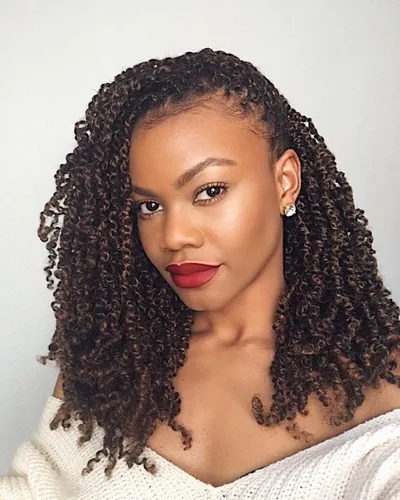 Miniatura 13 de ZRQ Paquete de 8 paquetes de cabello corto pretrenzado Bob Passion Twist con extremos rizados, 10 pulgadas, cabello negro preenrollado, 12