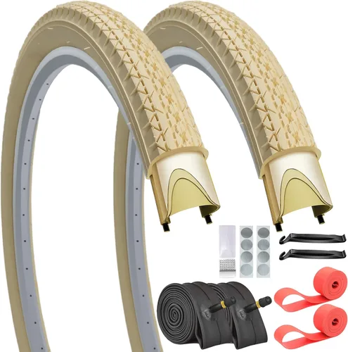 Miniatura 10 de Paquete de 2 neumáticos y tubos de bicicleta Beach Cruiser de 24 pulgadas/26 x 2.125 pulgadas o sin tubos de 24 pulgadas/26 x 1.75 pulgadas/2.125