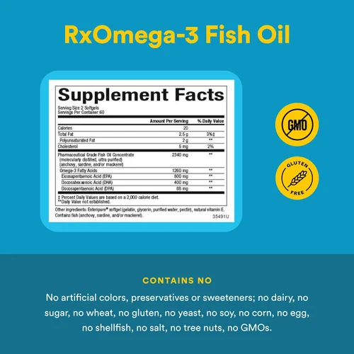 Miniatura 4 de Natural Factors, Aceite de pescado RxOmega-3, grado farmacéutico, 1260 mg de omega-3 por porción, sin regusto a pescado, 240 unidades (paquete de 1)