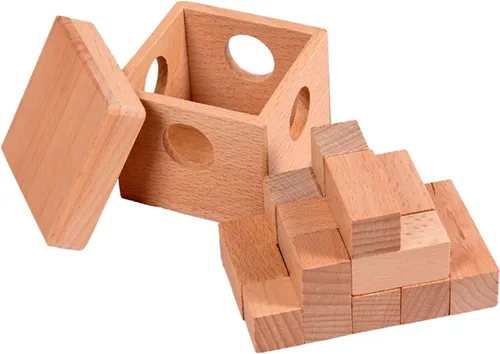 Miniatura 3 de Rompecabezas de madera en 3D para el cerebro, rompecabezas de madera, cubo de regalo, rompecabezas geométrico, intelectual, rompecabezas de lógica