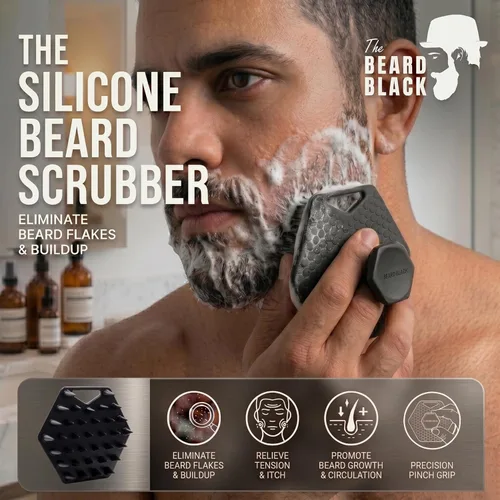 Miniatura 2 de The BEARD BLACK Limpiador de barba de silicona – Cepillo de limpieza profunda para barba para hombres – Exfoliante facial manual para eliminación