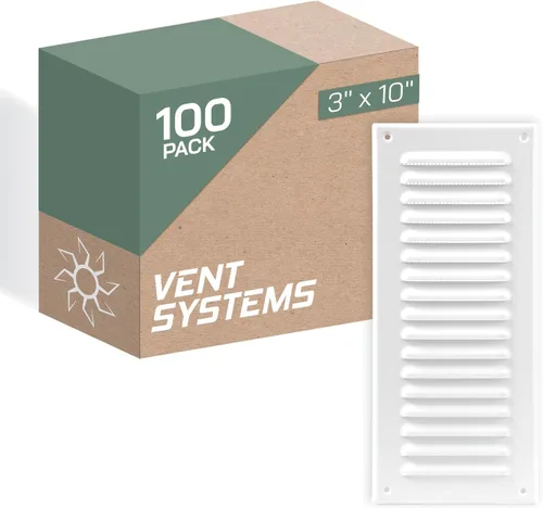 Miniatura 40 de Vent Systems - Cubierta de rejilla de ventilación de aire de alero rectangular de metal negro de 3 x 10 pulgadas (interior), deflector