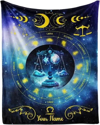 Miniatura 17 de Manta del zodiaco Tauro, manta de franela de 50 x 40 pulgadas, manta de franela con temática de astrología y estrellas y vibrante, manta suave