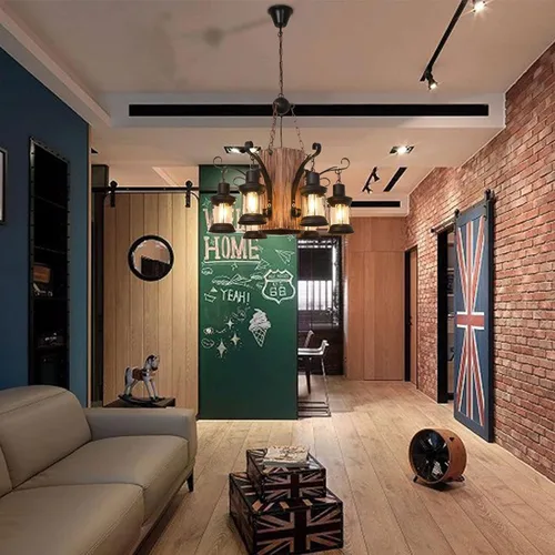 Miniatura 3 de OUKANING Lámpara colgante de madera envejecida, estilo retro, rústica, línea de luz de techo de suspensión industrial que se puede ajustar para mesa