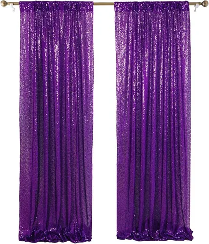 Miniatura 15 de ShinyBeauty Cortinas de lentejuelas 2 paneles de 2 x 8 pies, cortinas de fondo de fiesta verde azulado con purpurina para bodas, Navidad, Año Nuevo