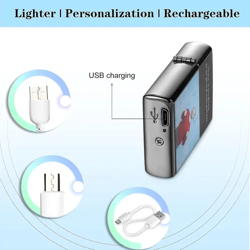 Miniatura 4 de Encendedor de arco eléctrico personalizado, recargable por USB personalizado con nombre, fecha/mensaje grabado, perfecto para padre, novio u Estilo 7
