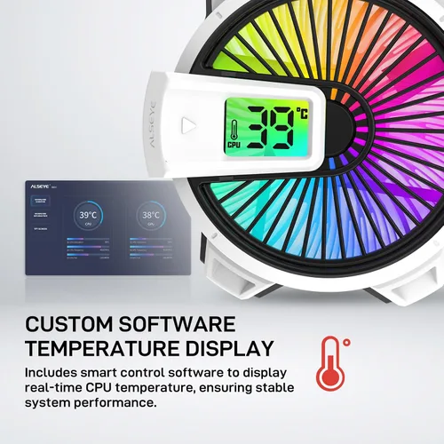Miniatura 2 de ALSEYE W90 Enfriador de CPU, Enfriador de CPU con Visualización de Temperatura para Caja de PC de Tamaño Pequeño con Potente Ventilador
