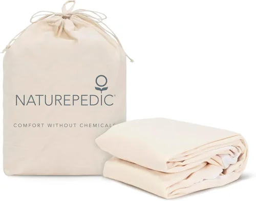 Naturepedic Protector de colchón orgánico impermeable – Funda de colchón de punto elástico ajustable lavable y reutilizable – Almohadillas de