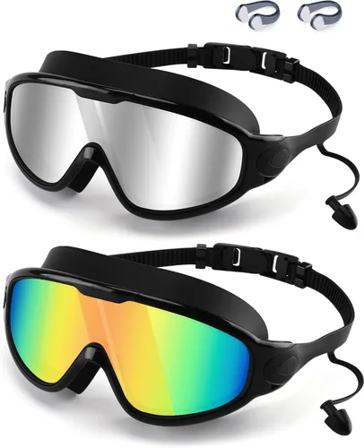 Miniatura 13 de WIN.MAX Paquete de 2 gafas de natación antiniebla, anti rayos UV, visión transparente para hombres, mujeres, niños y niñas, gafas de natación